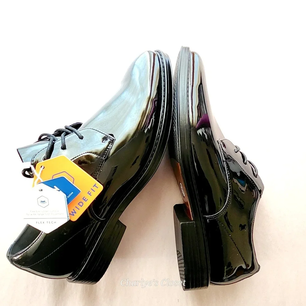 Nunn Bush Centro Flex FPTO Mens 9W‎ Black Patent Formal Oxford NEW 85045-004